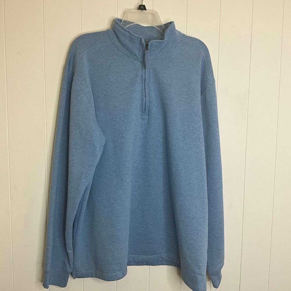Blue Mountain Men’s 2XL XXL Blue 1/4 Zip Pullover Sweater Jacket Cotton